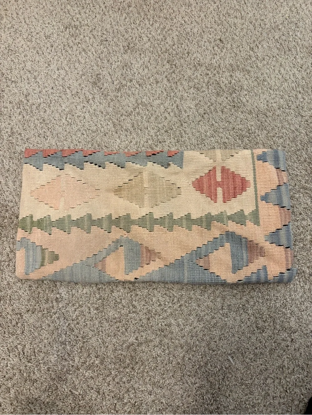 Kilim Pillow Cover in Pastel Colors- Pink, Blue & Green